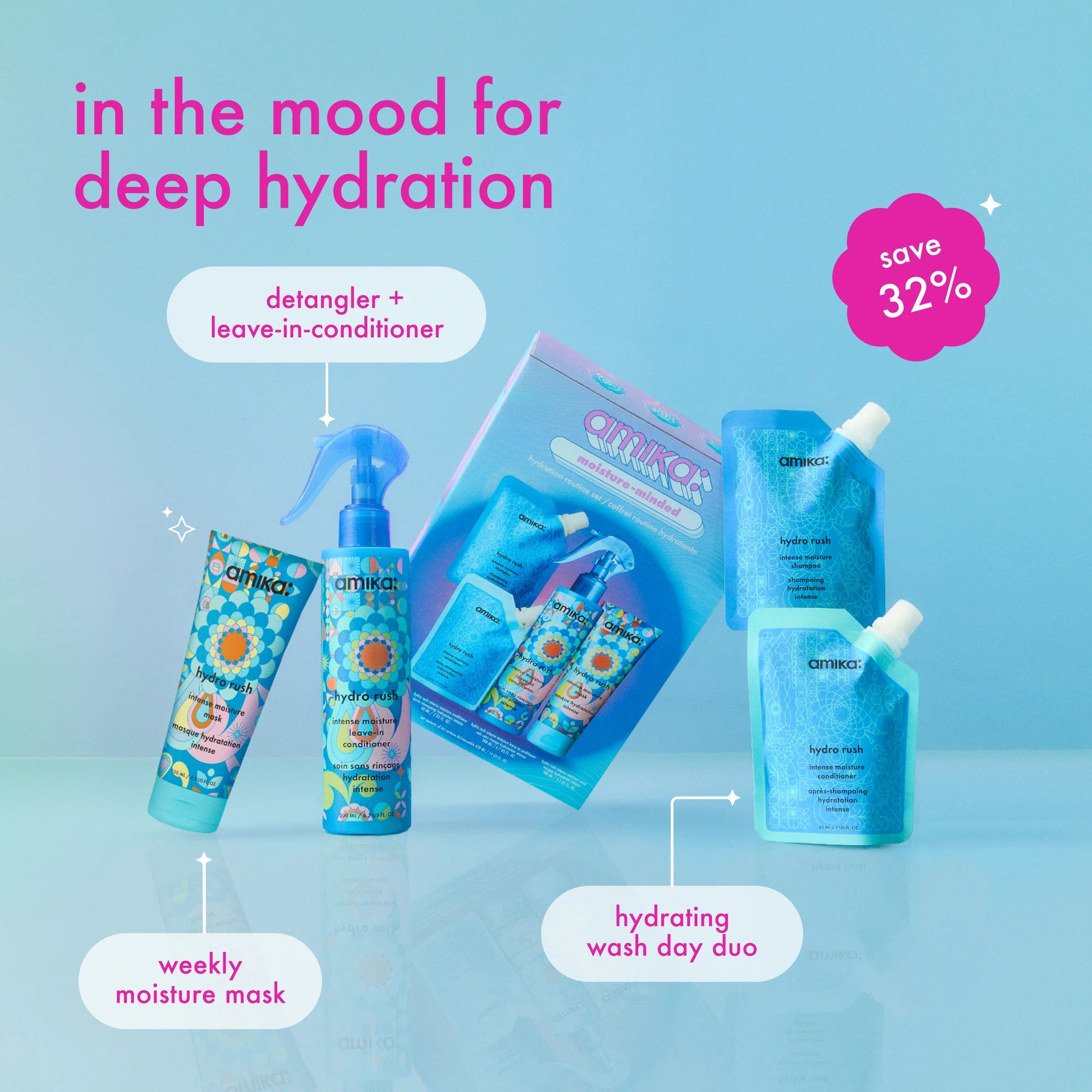 Moisture-Minded Hydration Routine Set - amika